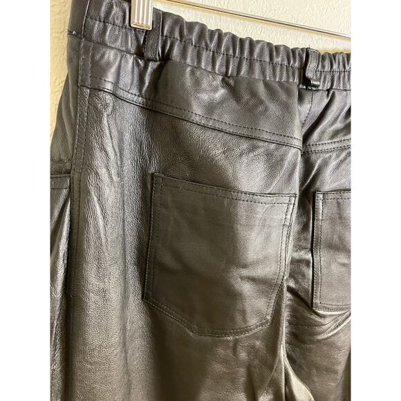 Vintage 100% Real Leather VENEZIA High Waist Straight Leg Pants ~MOTO SIZE 14/HO - Picture 5 of 10
